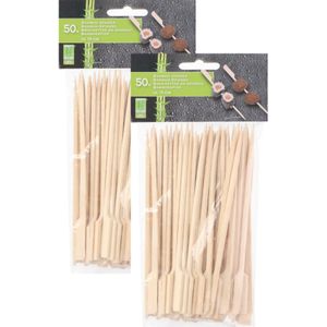 Hapjes/sate prikkers/spiesjes - bamboe hout - 100x stuks - 15 cm - amuse/bbq/feestje