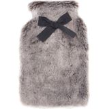 Superzachte fluffy pluche warmwaterkruik met hoes grijs 280 ml