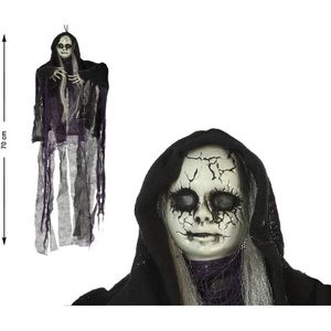 Horror hangdecoratie spook/geest pop - zwart - 70 cm - Halloween decoratie poppen