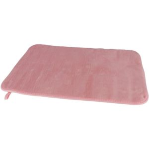 Sneldrogende badmat met anit slip roze 40 x 60 cm rechthoekig - Matten voor de badkamer