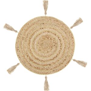 Ronde placemat raffia met franjes naturel 38 cm