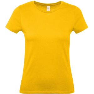 Basic dames shirt met ronde hals geel van katoen