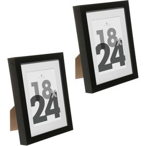 Atmosphera fotolijstje voor een foto van 18 x 24 cm - 2x - zwart - foto frame Eva - modern/strak ontwerp
