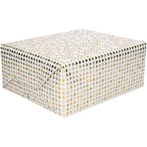 Cadeaupapier met gouden hartjes opdruk 70 x 150 cm