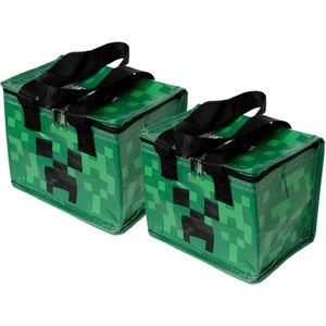 2x Stuks Kleine lunch koeltas - Minecraft print - 21 x 15 x 14 cm -  4,4 liter