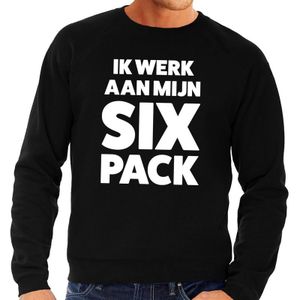 Ik werk aan mijn SIX Pack fun sweater zwart voor heren