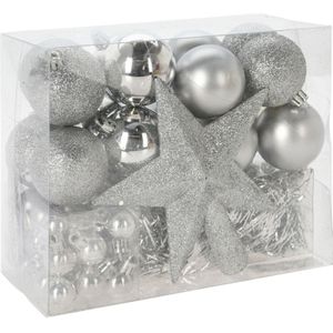 Christmas Decorations kerstballen set 54-dlg - zilver - voor kleine boom