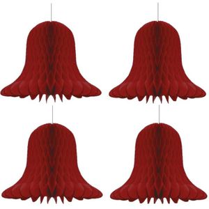 4x Kerst/feest decoratie klokken bordeaux rood 30 cm