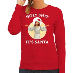 Rode Kersttrui / Kerstkleding Holy shit its Santa voor dames