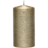 Trend Candles - Stompkaarsen met glazen onderzetters set van 2x stuks creme goud 7 x 13 cm