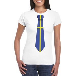 Shirt met Zweden stropdas wit dames
