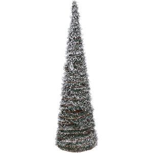 Kerstverlichting figuren Led kegel kerstboom lamp 80 cm groen op batterijen met timer