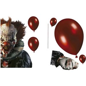Fiestas Horror raamstickers terror clown - 30 x 40 cm - herbruikbaar - Halloween thema decoratie/versiering