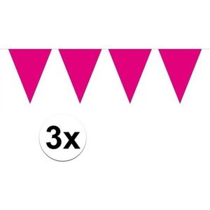 3x  Mini vlaggetjeslijn slingers verjaardag  magenta roze