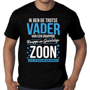 Grote maten Trotse vader / zoon cadeau t-shirt zwart voor heren