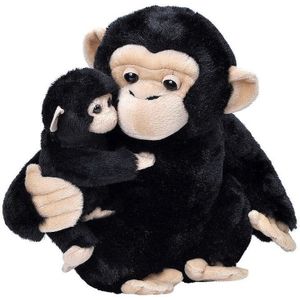 Zwarte chimpansee met baby knuffels 38 cm knuffeldieren