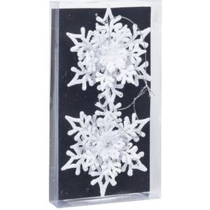 6x stuks kerstboomversiering hangers sneeuwvlokken transparant/wit 11,5 cm