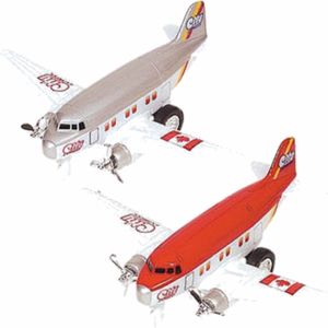 Speelgoed propellor vliegtuigen setje van 2 stuks rood en grijs 12 cm