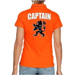 Holland fan polo t-shirt captain oranje met leeuw voor dames