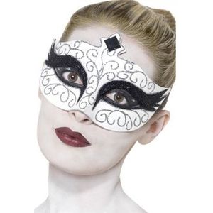 Gothic zwaan oogmasker zwart met wit
