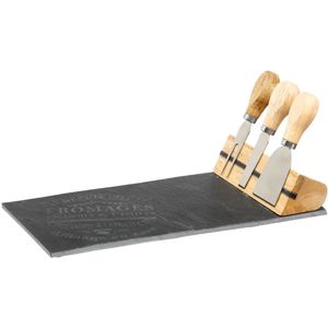 Secret de Gourmet kaasplankje - met kaasmesjes - leisteen - 16 x 32 cm