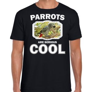 T-shirt parrots are serious cool zwart heren - papegaaien/ grijze roodstaart papegaai shirt