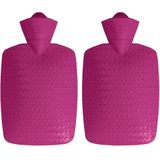 2x Warm water kruiken fuchsia roze 1,8 liter van kunststof