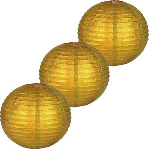 3x Glitter lampionnen goud