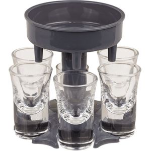 Shotglas drank dispenser inclusief 6 shotglaasjes 12 x 13 cm
