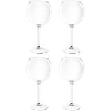 Set van 4x stuks rode wijn/gin tonic ballon glazen 650 ml van onbreekbaar transparant kunststof