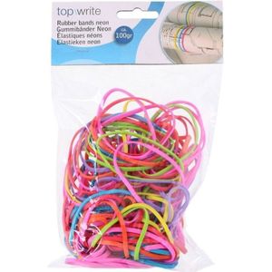 Neon rubber elastiekjes 100 gram