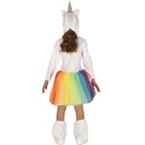 Eenhoorn dieren jurkje wit met regenboog voor meisjes