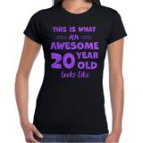 Verkleed T-shirt dames - leeftijd 20 jaar - awesome - zwart