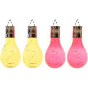 4x Buitenlampen/tuinlampen lampbolletjes/peertjes 14 cm geel/rood