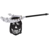 Trick or treat snoep zak spook met handvat zwart/wit L53 x B14 cm