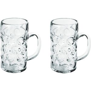 2x Bierfeest glazen/pullen 0,5 liter/halve liter van onbreekbaar kunststof