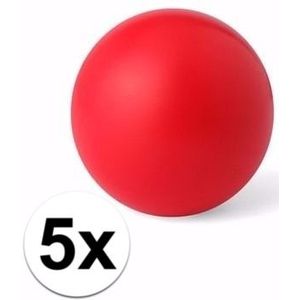5x rood stressballetje 6 cm