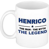 Naam cadeau mok/ beker Henrico The man, The myth the legend 300 ml