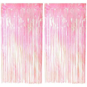 Boland Folie deurgordijn/feestgordijn - 2x - lichtroze - 100 x 200 cm - Versiering