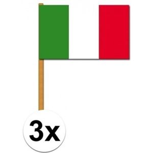 3x stuks Italie zwaaivlaggetjes
