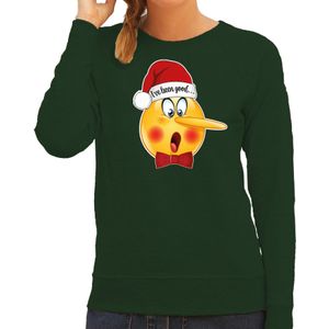 Bellatio Decorations foute kersttrui/sweater dames - Leugenaar - groen - braaf/stout