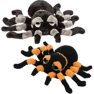 Suki gifts Pluche knuffel spinnen 2x stuks - tarantulas - 22 cm - speelgoed