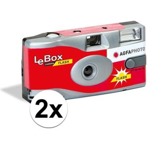 2x Wegwerp camera/fototoestel met flits voor 27 kleuren fotos