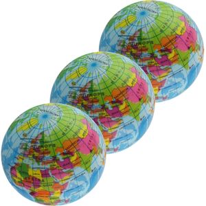 4x Anti-stress balletje planeet aarde/wereldbol/globe 7 cm