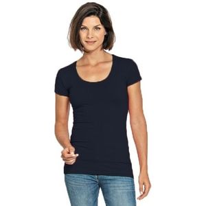 Navy blauwe shirt met ronde hals voor dames