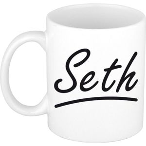 Seth voornaam kado beker / mok sierlijke letters - gepersonaliseerde mok met naam
