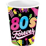 Fiestas Guirca Foute 80s party feestbekertjes - 6x - karton - 240 ml - Jaren 80 thema feestversiering