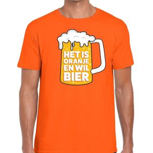 T-shirt oranje met tekst het is oranje en wil bier heren