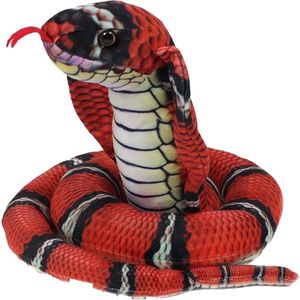 Pia Toys Knuffeldier Cobra slang - zachte pluche stof - rood - kwaliteit knuffels - 120 cm