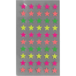 Rico Design Hobby stickers - 400x stuks - sterren neon kleuren - sticker etiketten - dia 10 mm